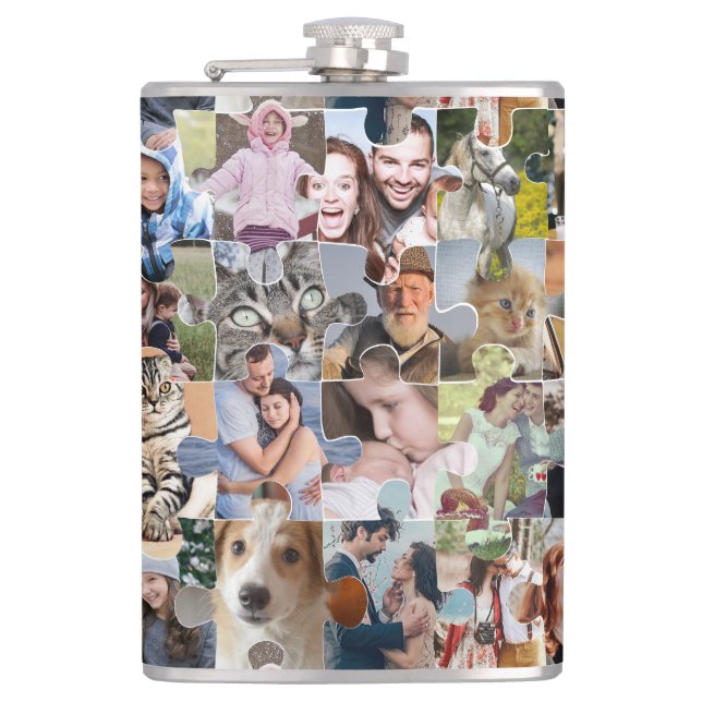 Petaca Forma de rompecabezas del Personalizado del Collag (Anverso)