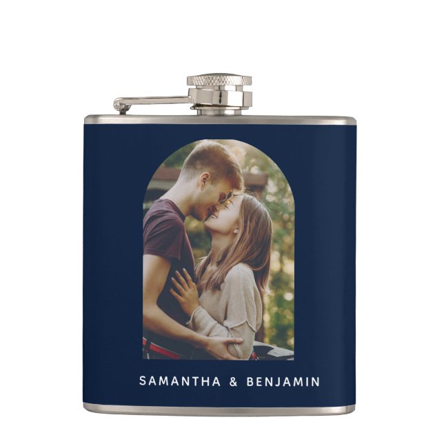 Petaca Foto de pareja moderna personalizada (Anverso)