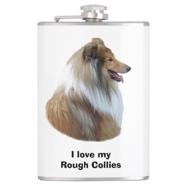Petaca Foto de retrato de perro de Collie ruda (Anverso)