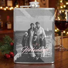 Petaca Foto Navidad Felices Fiestas frasco envuelto en vi