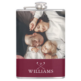 Petaca Foto Personalizada Y Nombre Rojo Borgoña