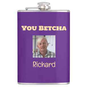 Petaca Foto Personalizado Betcha de Purple and Gold You