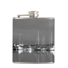 Petaca fotografía blanco y negro, barcos