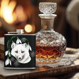Petaca Fox blanca del Ártico de Art Nouveau