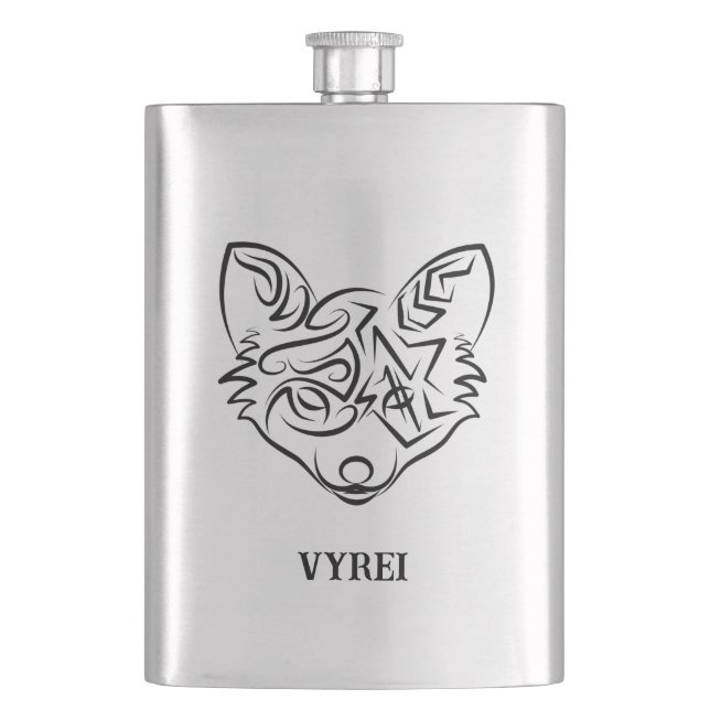 Petaca Fox tribal negra y blanca (Anverso)