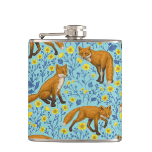 Petaca Foxes y mariposas en azul de la piscina