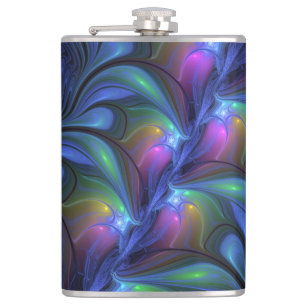 Petaca Fractal verde rosa azul luminoso colorido abstract