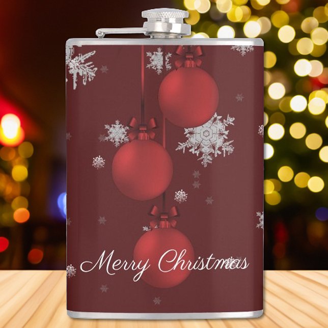 Petaca Fragmento navideño rojo de adornos navideños (Red Christmas Ornaments Holiday Flask)
