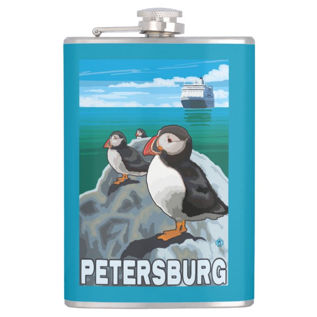 Petaca Frailecillos y barco de cruceros - Petersburgo, (Anverso)