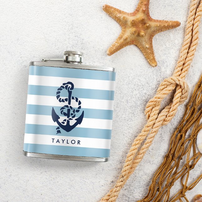 Petaca Frania Azul Náutico y Ancla Personalizados Navy (Subido por el creador)