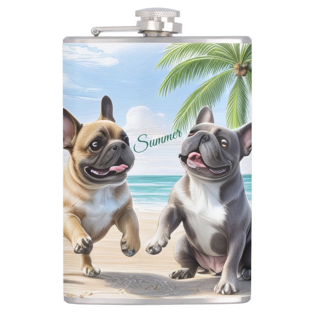 Petaca Französische Bulldoggen Strand French Bulldog (Anverso)