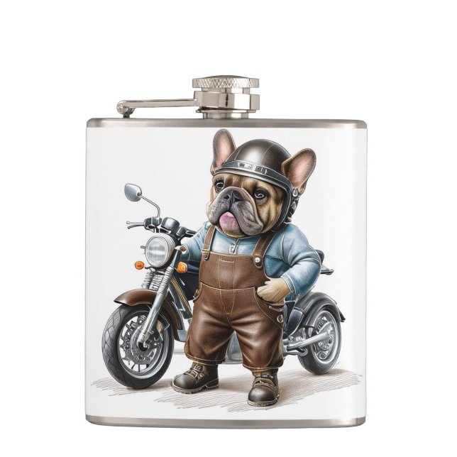 Petaca Französischen Bulldoggen Motorrad (Anverso)