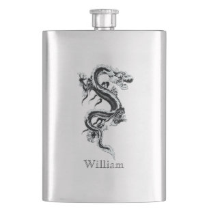 Petaca Frasco chino gris del personalizado del dragón