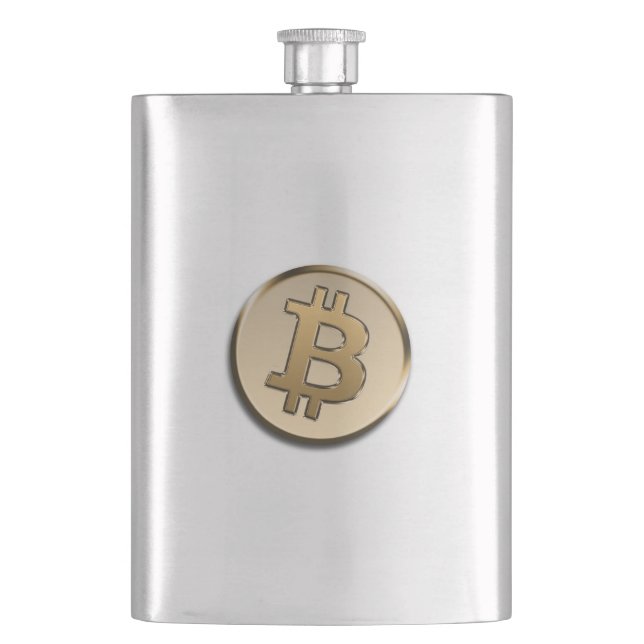 Petaca Frasco clásico de Bitcoin de oro (Anverso)