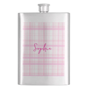 Petaca Frasco clásico de cuadros rosados personalizado co