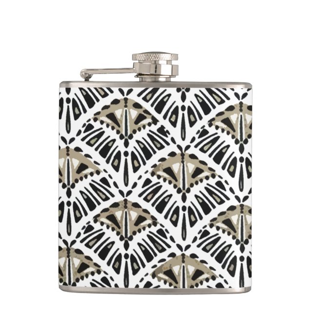 Petaca Frasco con diseño de abanico Art Deco (Anverso)