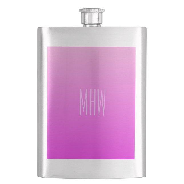 Petaca Frasco con monograma personalizado gradiente rosa (Anverso)