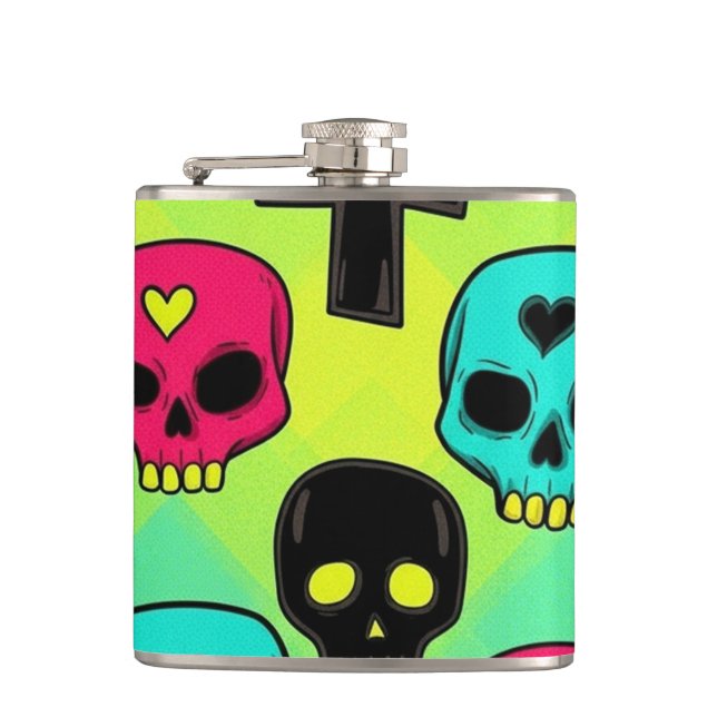 Petaca Frasco con patrón de calavera (Anverso)