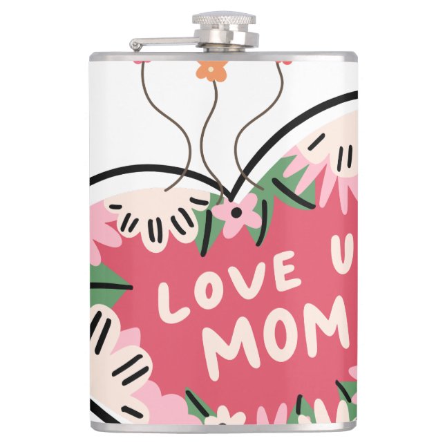 Petaca frasco Corazón floral "Te Amo Mamá" (Anverso)