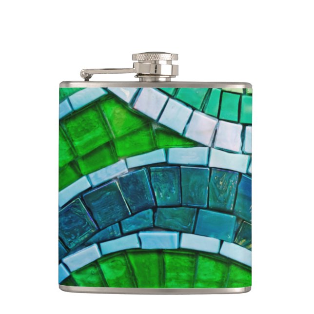 Petaca Frasco de Acero Inoxidable con Mosaico de Azulejos (Anverso)