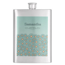 Petaca Frasco de acero inoxidable Flor Teal