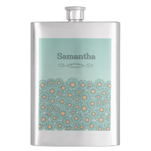 Petaca Frasco de acero inoxidable Flor Teal