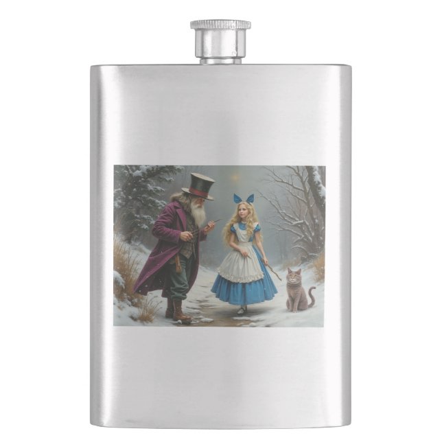 Petaca Frasco de acero inoxidable Winter Alice (Anverso)