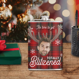 Petaca Frasco de bebida con humor navideño a cuadros rojo
