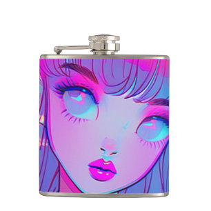 Petaca Frasco de chica anime neon linda