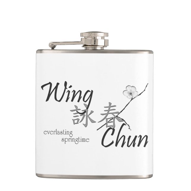 Petaca Frasco de Chun del ala (negro en blanco) (Anverso)