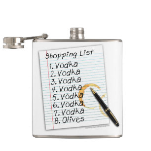 PETACA FRASCO DE COCTEL, LISTA DE COMPRAS DE VODKA