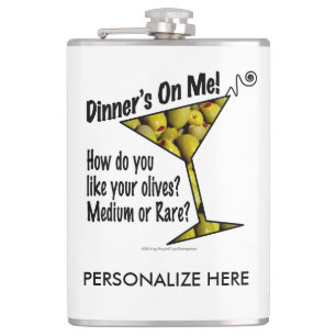 PETACA FRASCO DE COCTEL PERSONALIZADO, CENA, ACEITUNA, MA