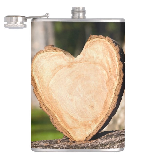 Petaca frasco de corazón de madera (Abierto)