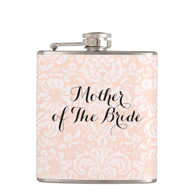 Petaca Frasco de Dama de Honor Rosa Antiguo Damask (Anverso)