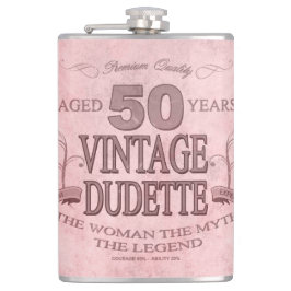 Petaca Frasco de Dudette de estilo vintage con humor rosa