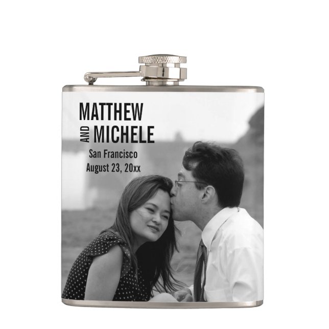 Petaca Frasco de encargo personalizado de la boda de la (Anverso)