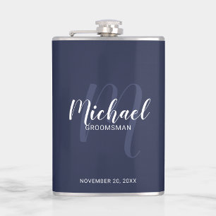 Petaca Frasco de Groomsmen Personalizado con guión modern