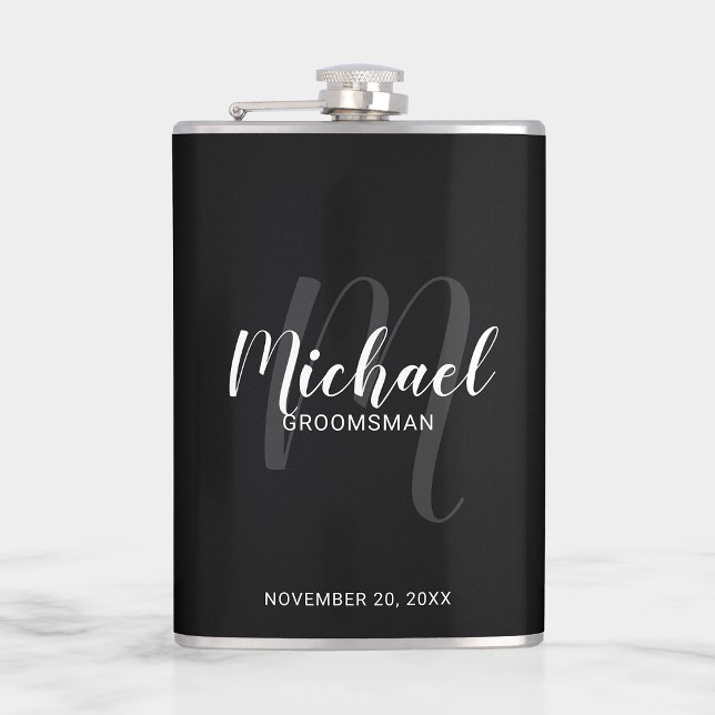Petaca Frasco de Groomsmen Personalizado con guión modern (Subido por el creador)