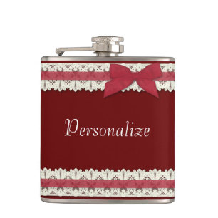 Petaca frasco de lazo rojo de personalizable