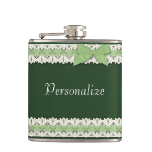 Petaca frasco de lazo verde de personalizable