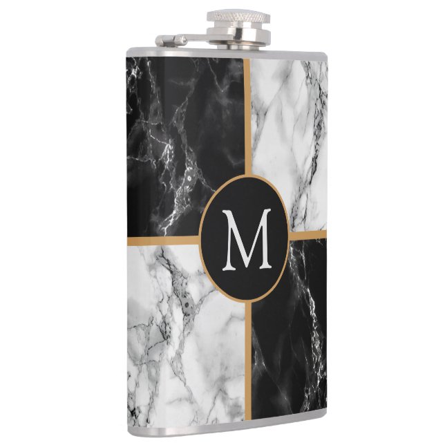 Petaca Frasco de mármol blanco negro con Personalizado de (Derecha)