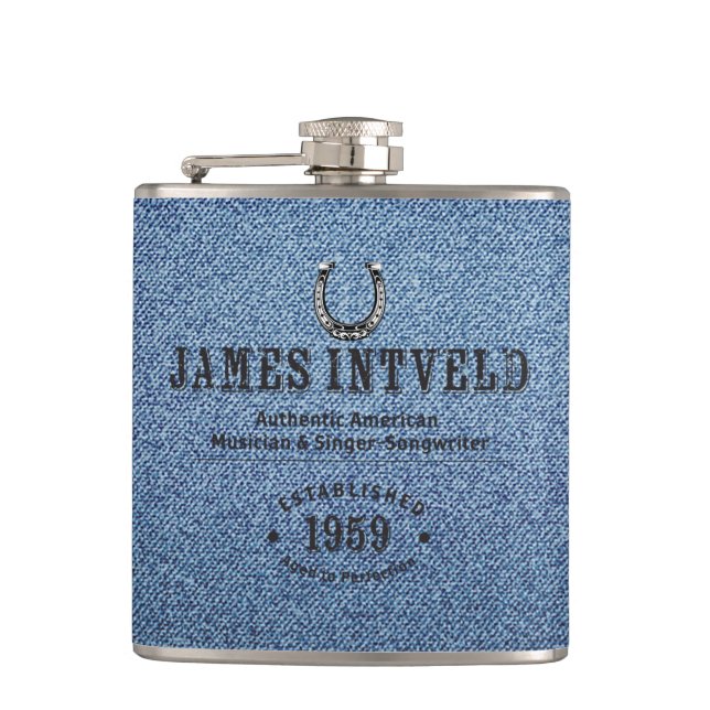 Petaca Frasco de mezclilla azul de James Intveld (Anverso)
