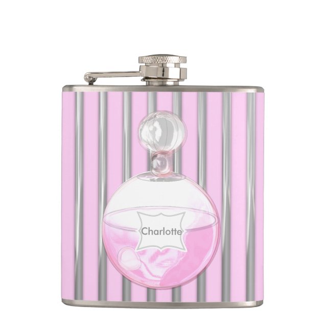 Petaca Frasco de Perfume Rosa de bonito Personalizado (Anverso)