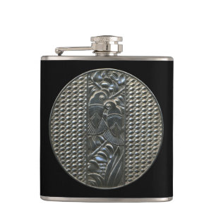 Petaca Frasco de plata de los Lovebirds de Deco