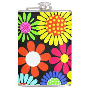 Petaca Frasco de poder floral hippie de primavera retro