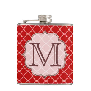 Petaca Frasco de Whiskey del Monograma Rojo Crimson