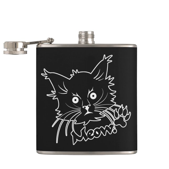 Petaca Frasco del personalizado del gato negro (Abierto)