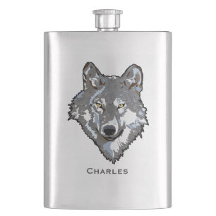 Petaca Frasco del personalizado del lobo
