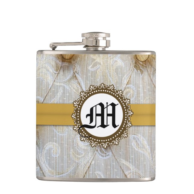 Petaca Frasco del whisky del monograma de la tela de (Anverso)