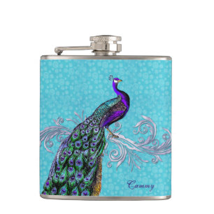 Petaca Frasco elegante del personalizado del pavo real